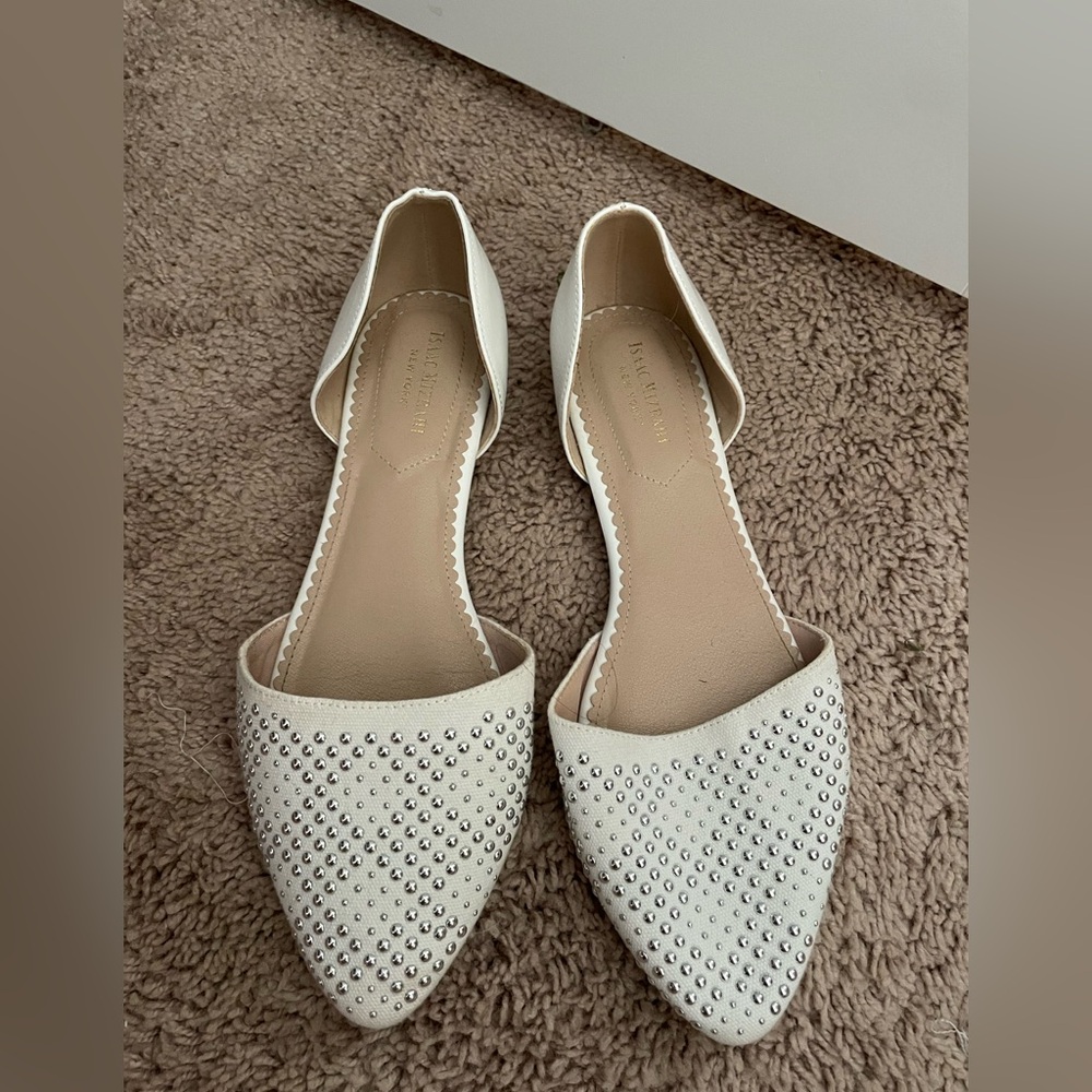 White studded flats